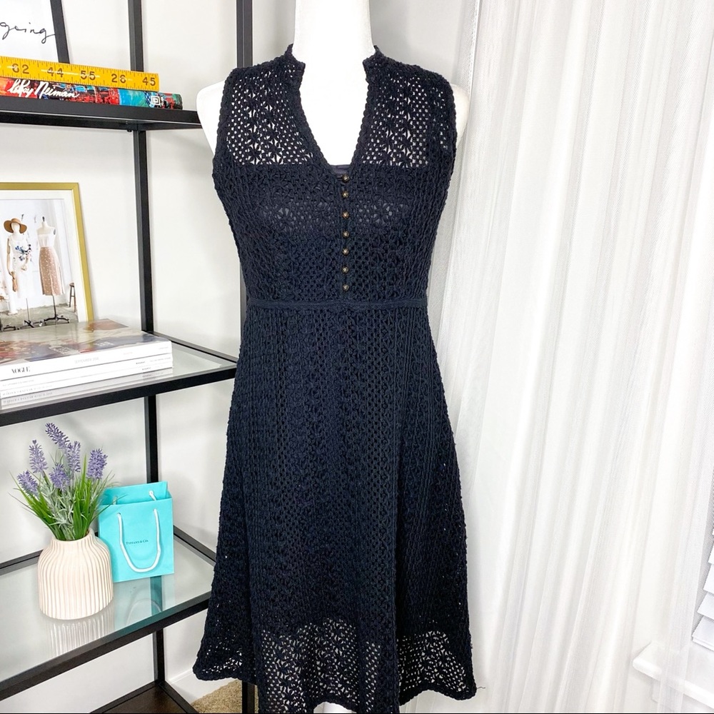 Meadow Rue Anthropologie Evelyn Black Dress Size 6